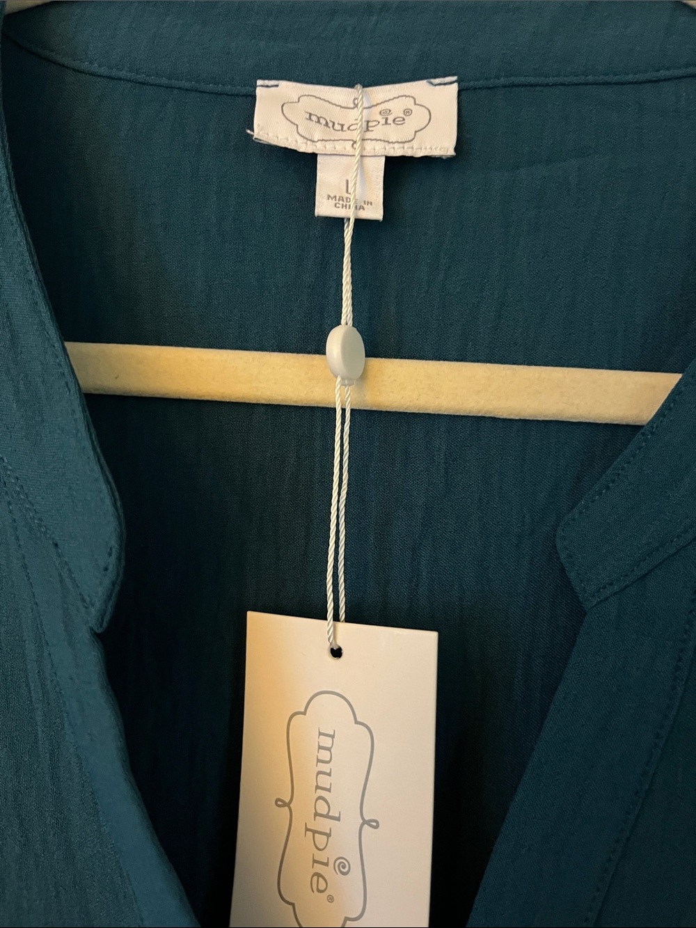 Mud Pie Teal Tiered V-Neck Tunic - Picture 2 of 3
